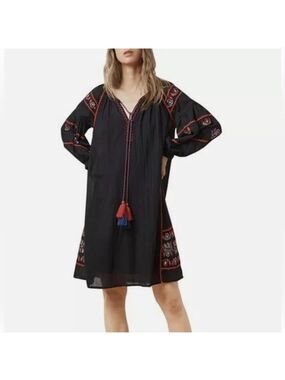Anthropologie Velvet by Graham & Spencer Loane Embroidered Peasant Dress